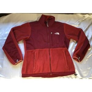 The North Face Fleece Jacket Mock Neck Collared Pockets Burgundy Womens Size M